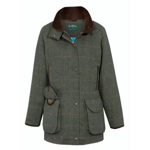 Alan Paine Combrook Ladies Tweed Waterproof Shooting Coat - Spruce