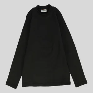 Black Long-Sleeved Plain Half Collar Undershirt