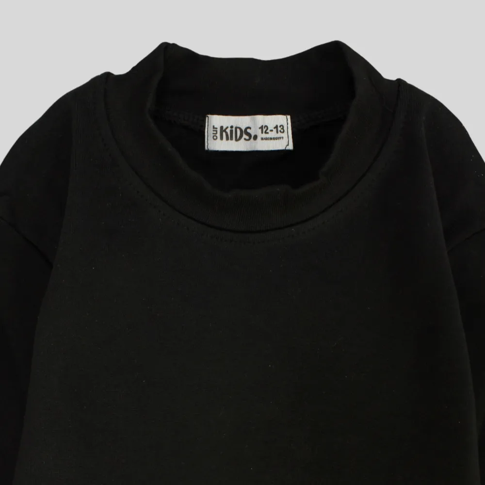 Black Long-Sleeved Plain Half Collar Undershirt