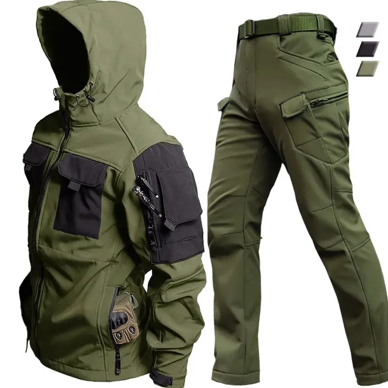 Chris – Men's Outdoor Tactical Hooded Jacket and Cargo Pants Set