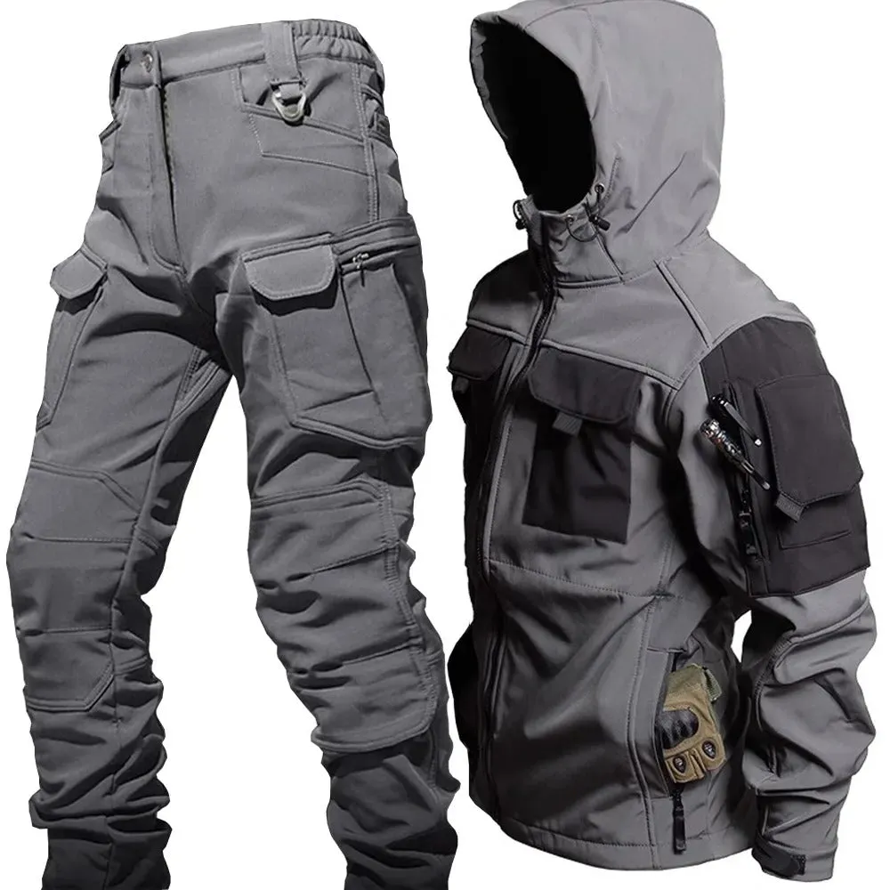 Chris – Men's Outdoor Tactical Hooded Jacket and Cargo Pants Set