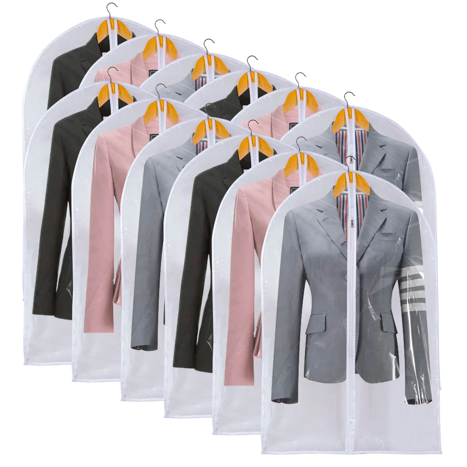 Clear Garment Bags For Hanging Clothes, 36" Women Suit Bags, Plastic Garment Bags for Closet Storage, Suit Cover Bags with Zipper for Short Coats, Jackets, Shirts 24"x36"/ 6 Pack-12 Pack