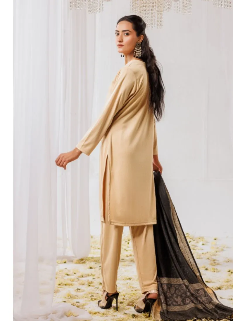 Coffee Woollen Knitwear Suits with Dupatta