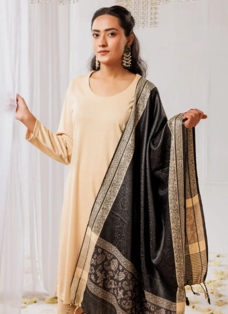 Coffee Woollen Knitwear Suits with Dupatta