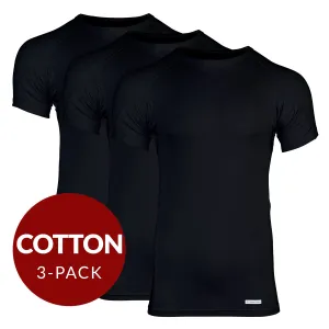 Crew Neck Cotton Sweat Proof Undershirt For Men - Black 3-Pack