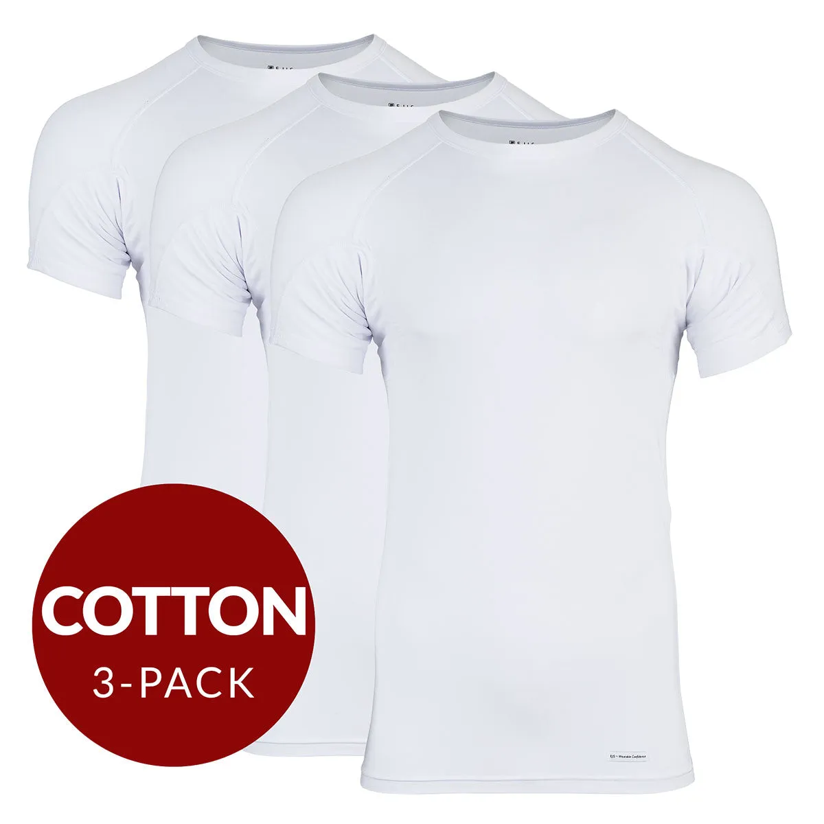 Crew Neck Cotton Sweat Proof Undershirt For Men - White 3-Pack