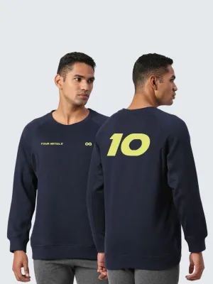 Customised Men's Cotton Fleece Looper Sweatshirt - Navy Blue