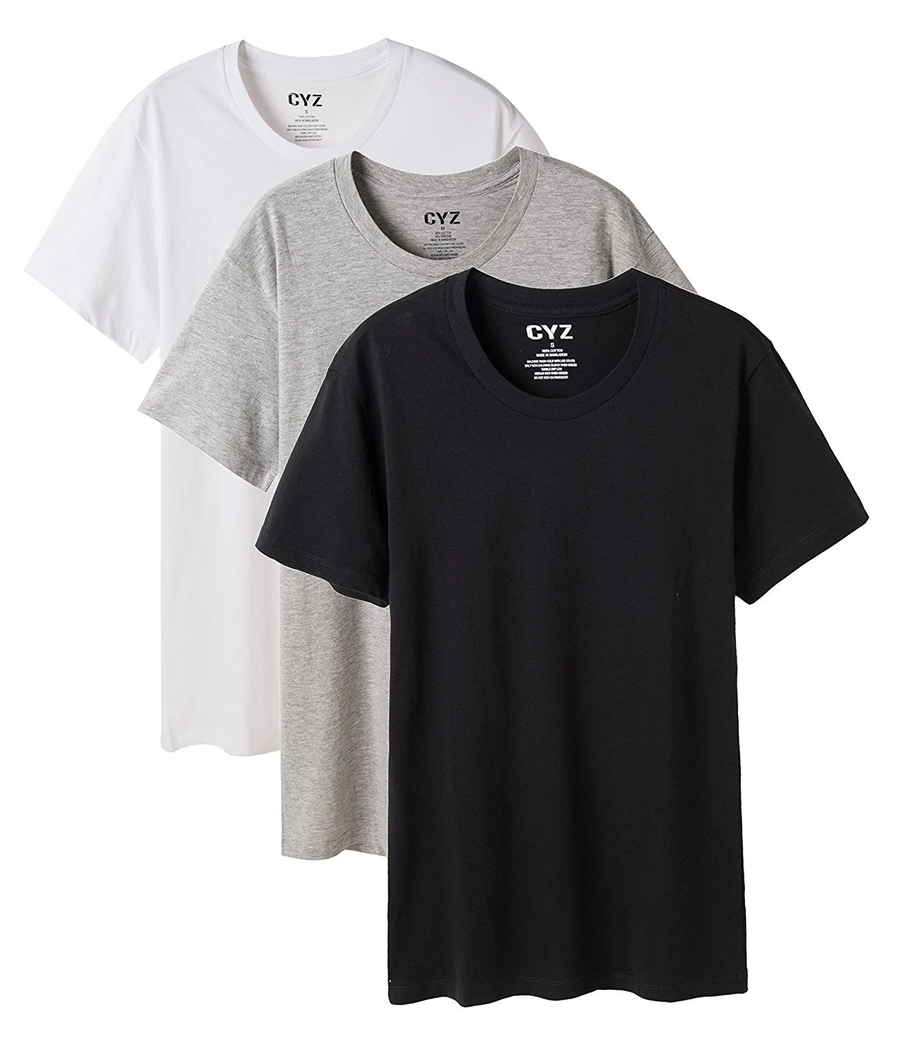 CYZ Men's 3-PK 100% Cotton Crew Neck T-Shirt