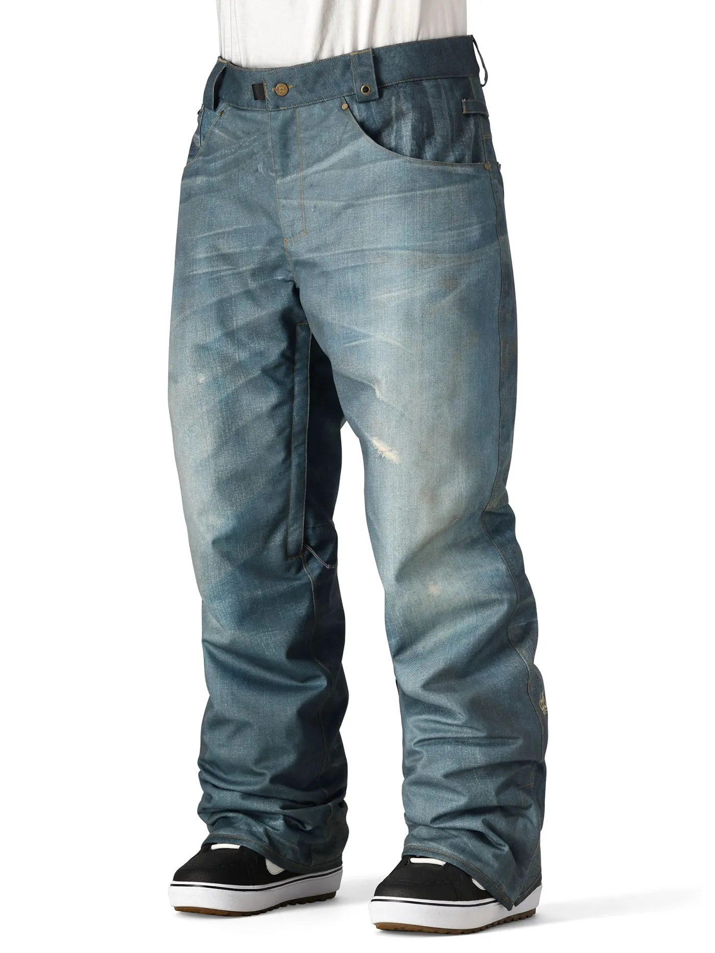 Deconstructed Denim Snow Pants