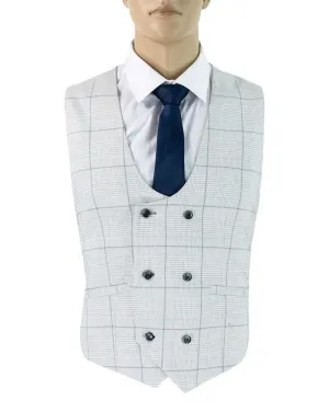 House of Cavani Radika Check Waistcoat in Light Snow Grey