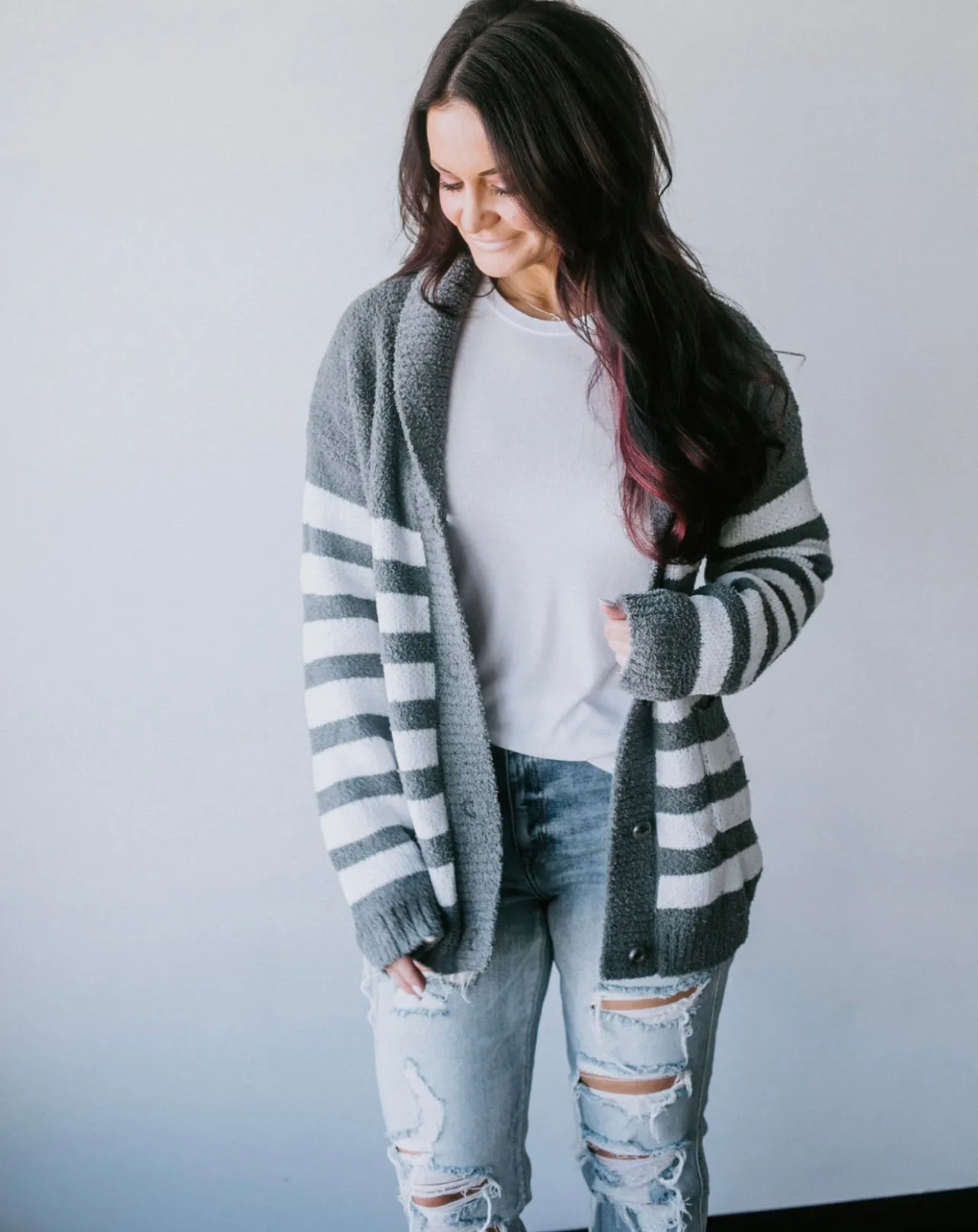 Jersee Striped Cardigan