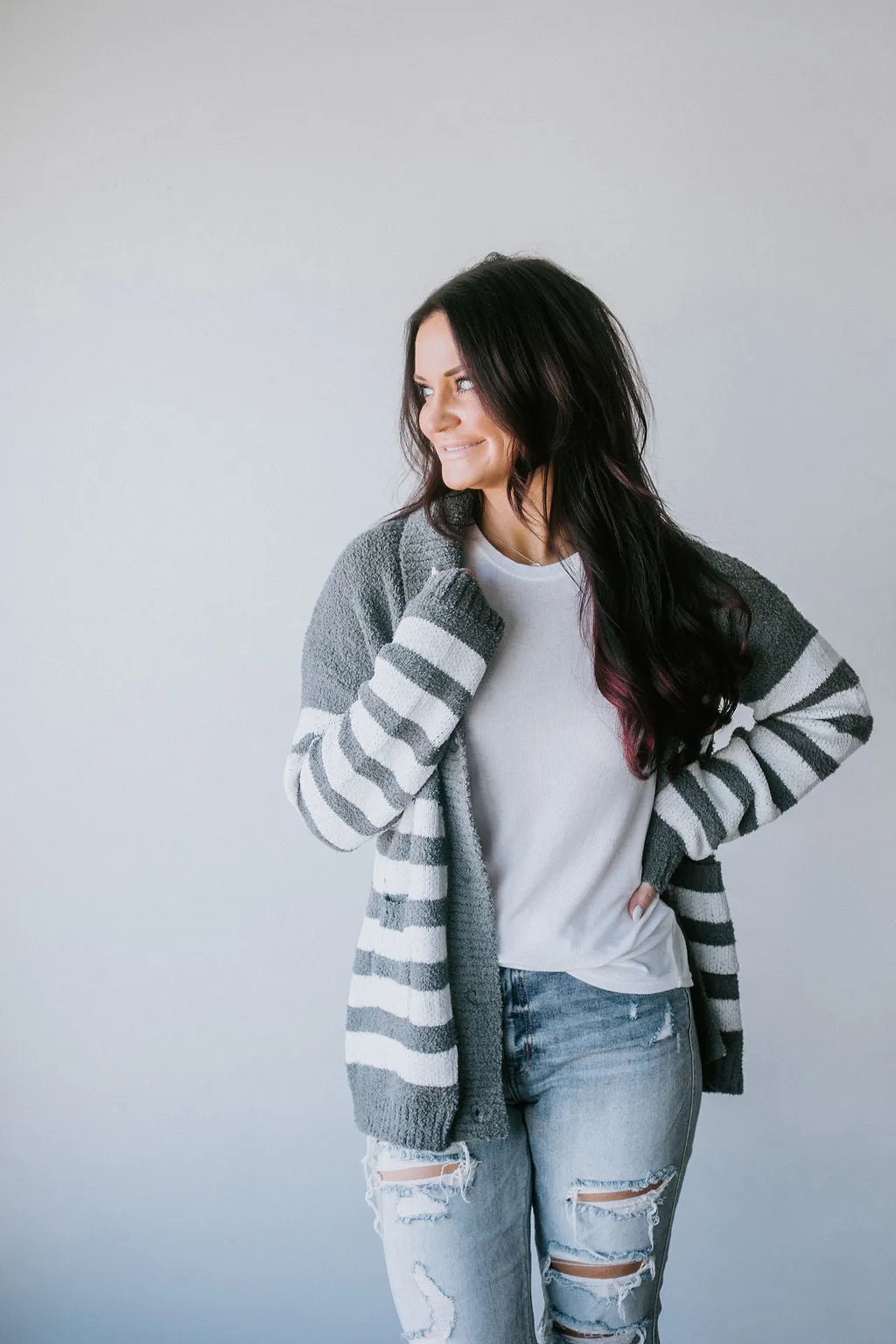 Jersee Striped Cardigan