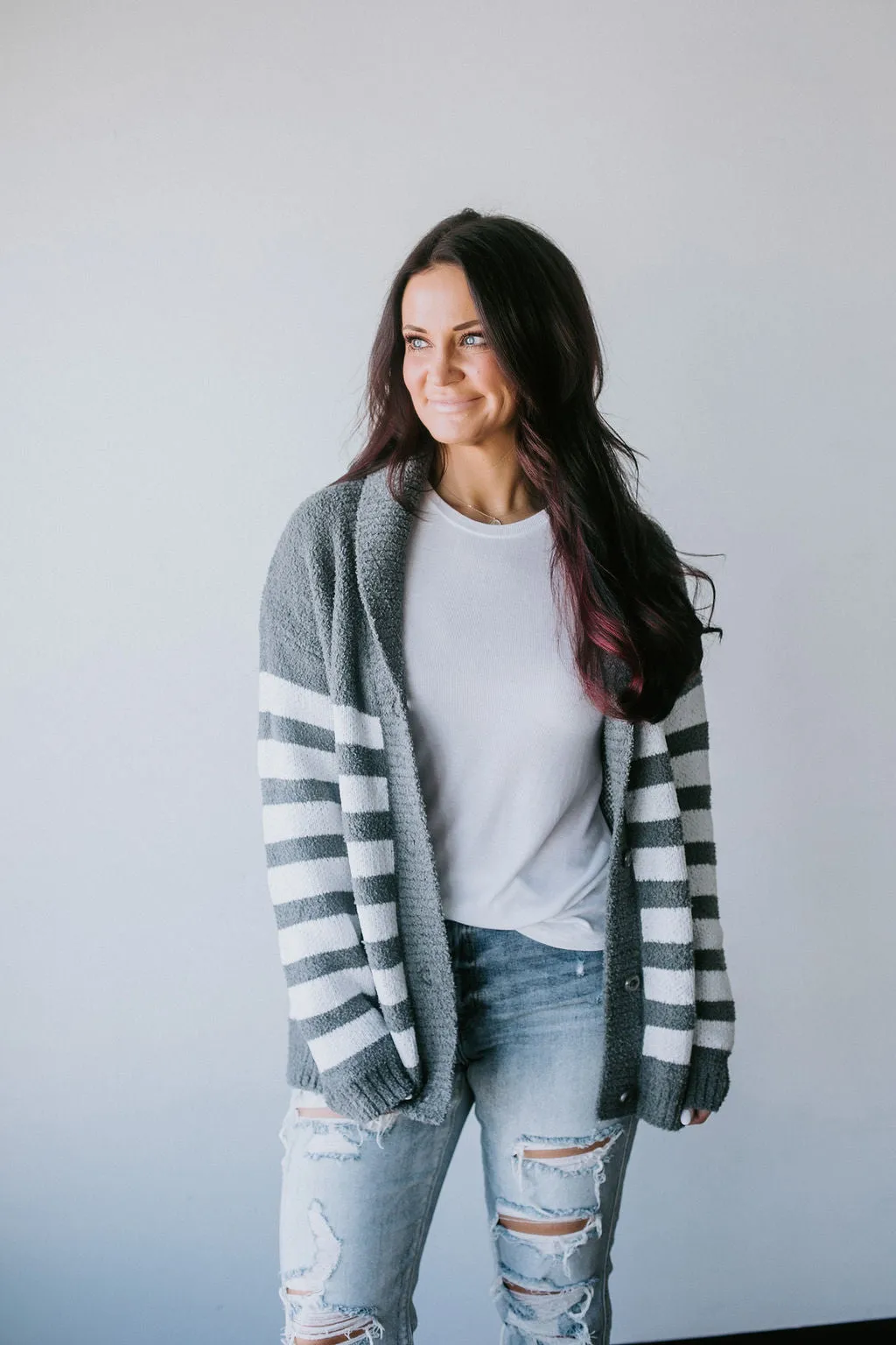 Jersee Striped Cardigan