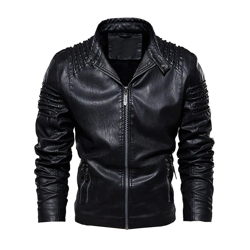 Men Leather Jacket Winter And Autumn Motorcycle PU Warm Fashion Coat