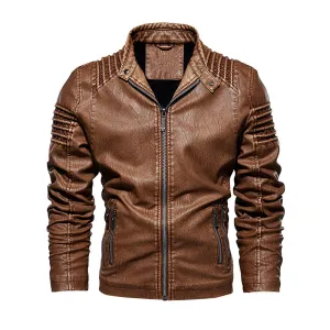 Men Leather Jacket Winter And Autumn Motorcycle PU Warm Fashion Coat