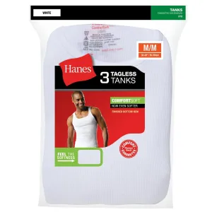 Mens Hanes Sleeveless Ribbed Undershirts - 3 Pk.