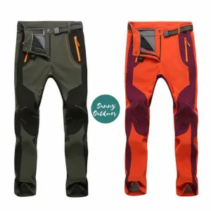 Mens hiking pants with fleece, waterproof, windproof outdoor pants for hiking, fishing, camping, hunting