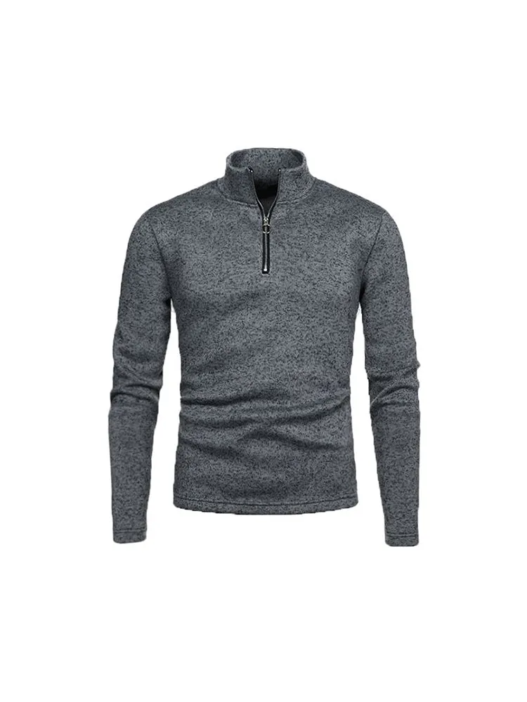 Men'S Sweatshirt Zip Solid Colour Turtleneck Bottoming Jacket