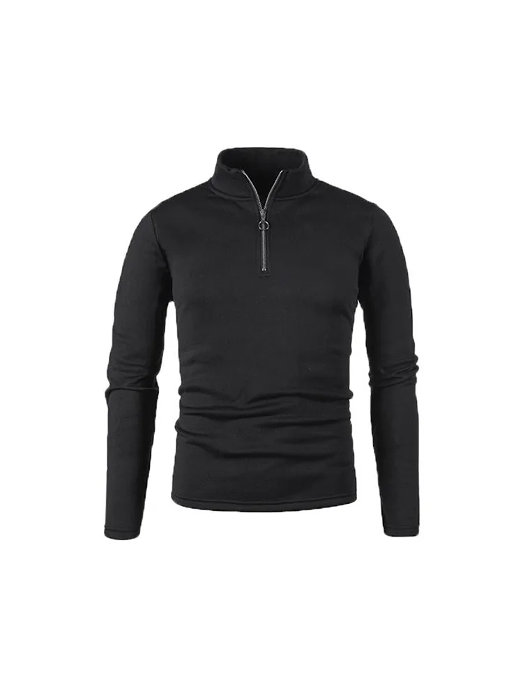 Men'S Sweatshirt Zip Solid Colour Turtleneck Bottoming Jacket