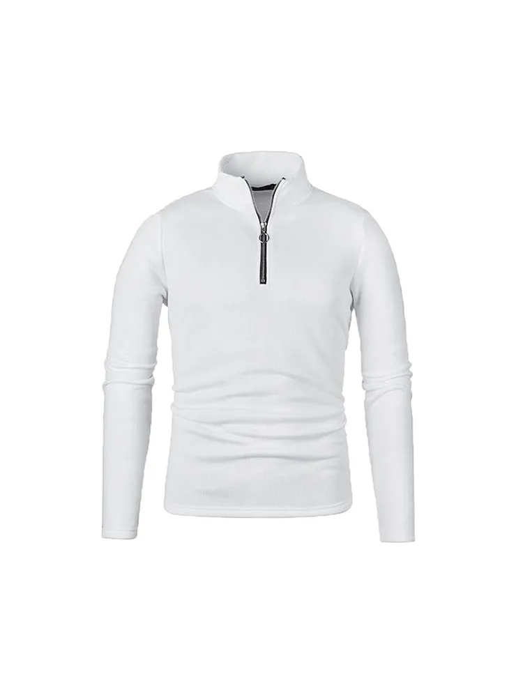 Men'S Sweatshirt Zip Solid Colour Turtleneck Bottoming Jacket