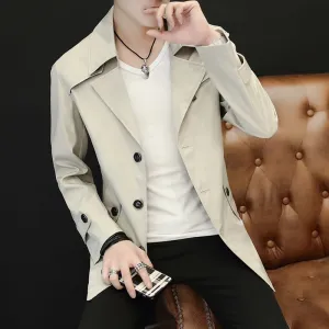 Men's Trench Coats 2019 Brand Autumn Turn-Down Collar Windproof Casual Jackets Business Style Slim M-9XL Fall Coats XA256