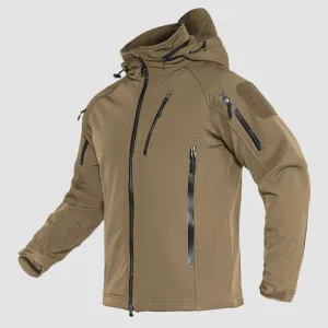 Men's Winter Coats with 8 Pockets Foldable Hooded Water & Wind Resistant Softshell Tactical Jacket