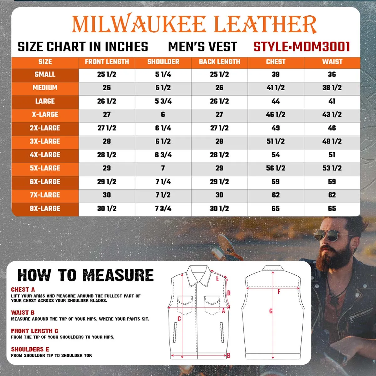 Milwaukee Leather MDM3001 Men's 'Covert' Black Denim Collarless Club Style Motorcycle Biker Vest w/ Dual Closure