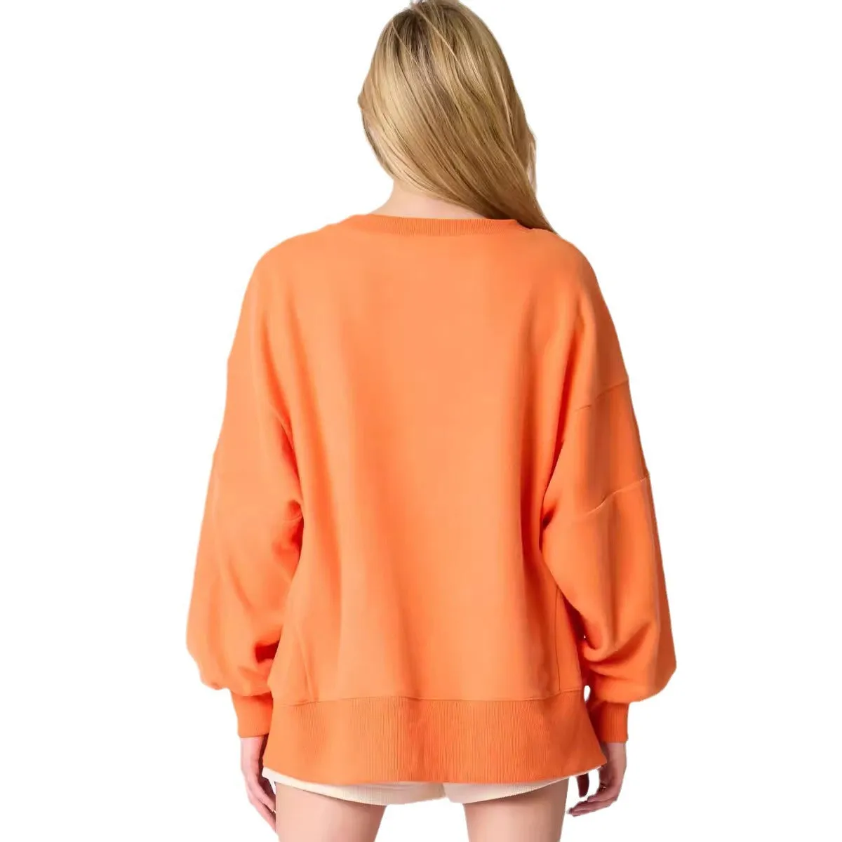 Orange Embroidered Sequin Ghost All Over Sweatshirt