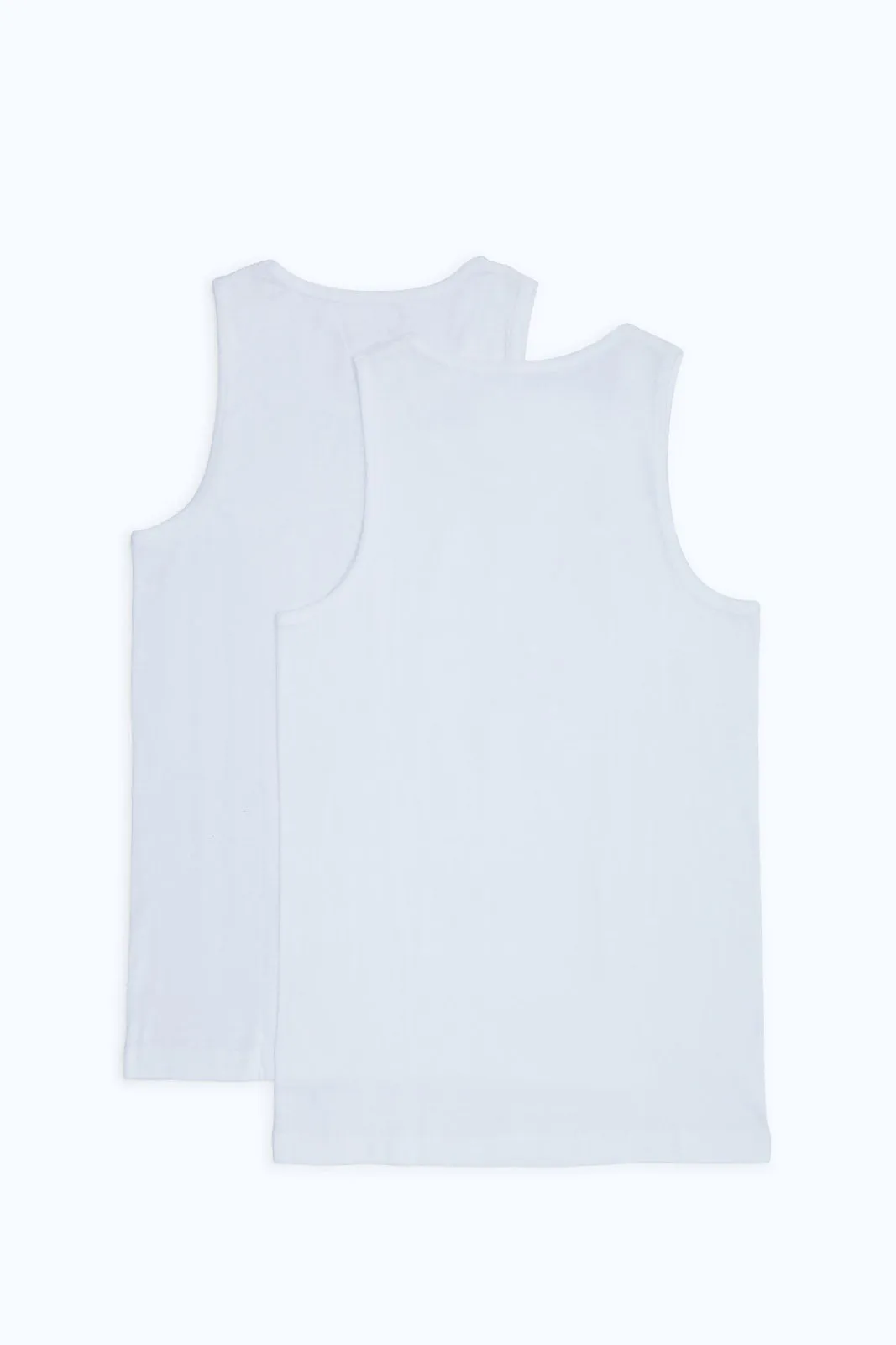 Senior Boys White Sleeveless Vest Set (2 Piece)