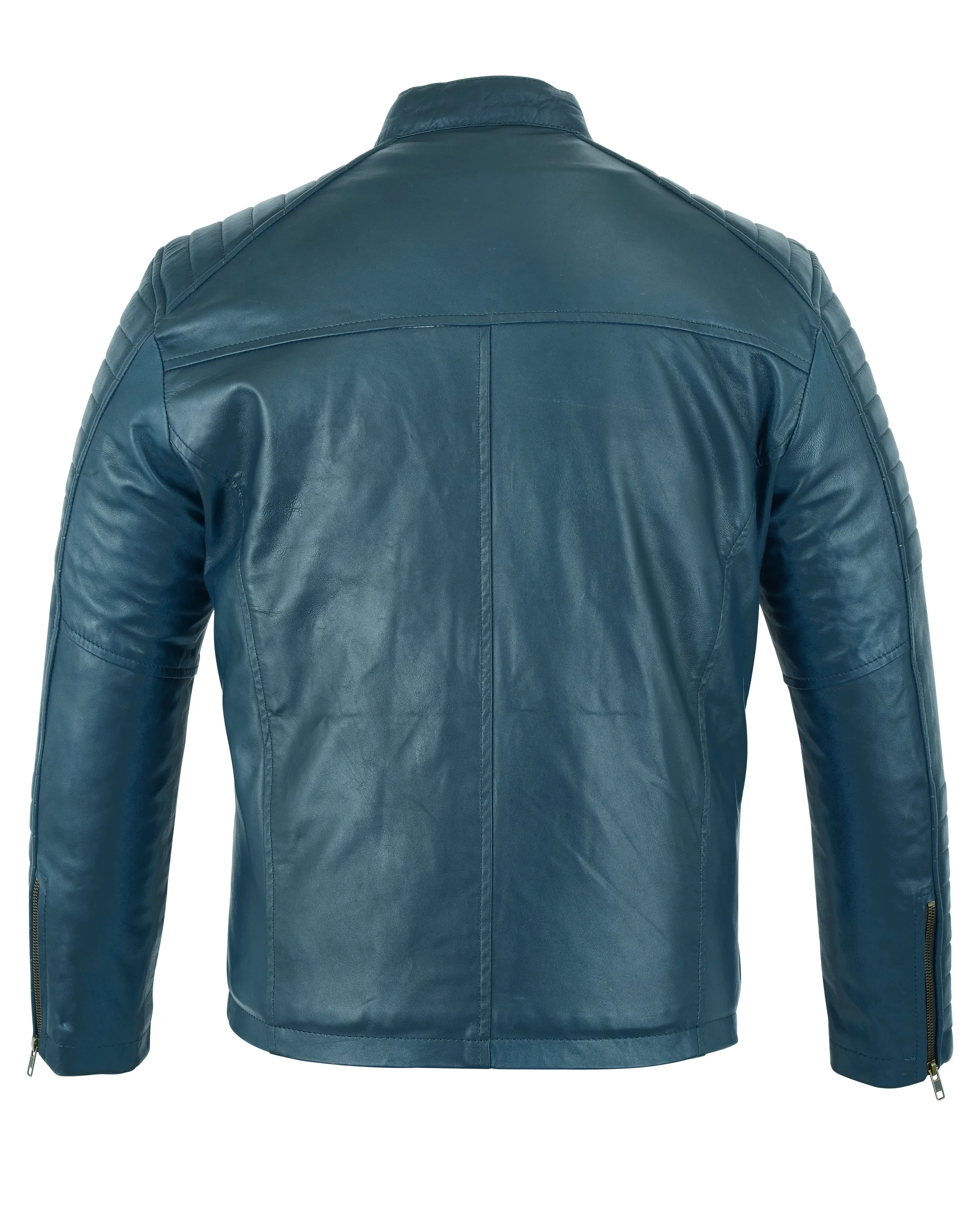 Signature City Casual Blue Leather Jacket