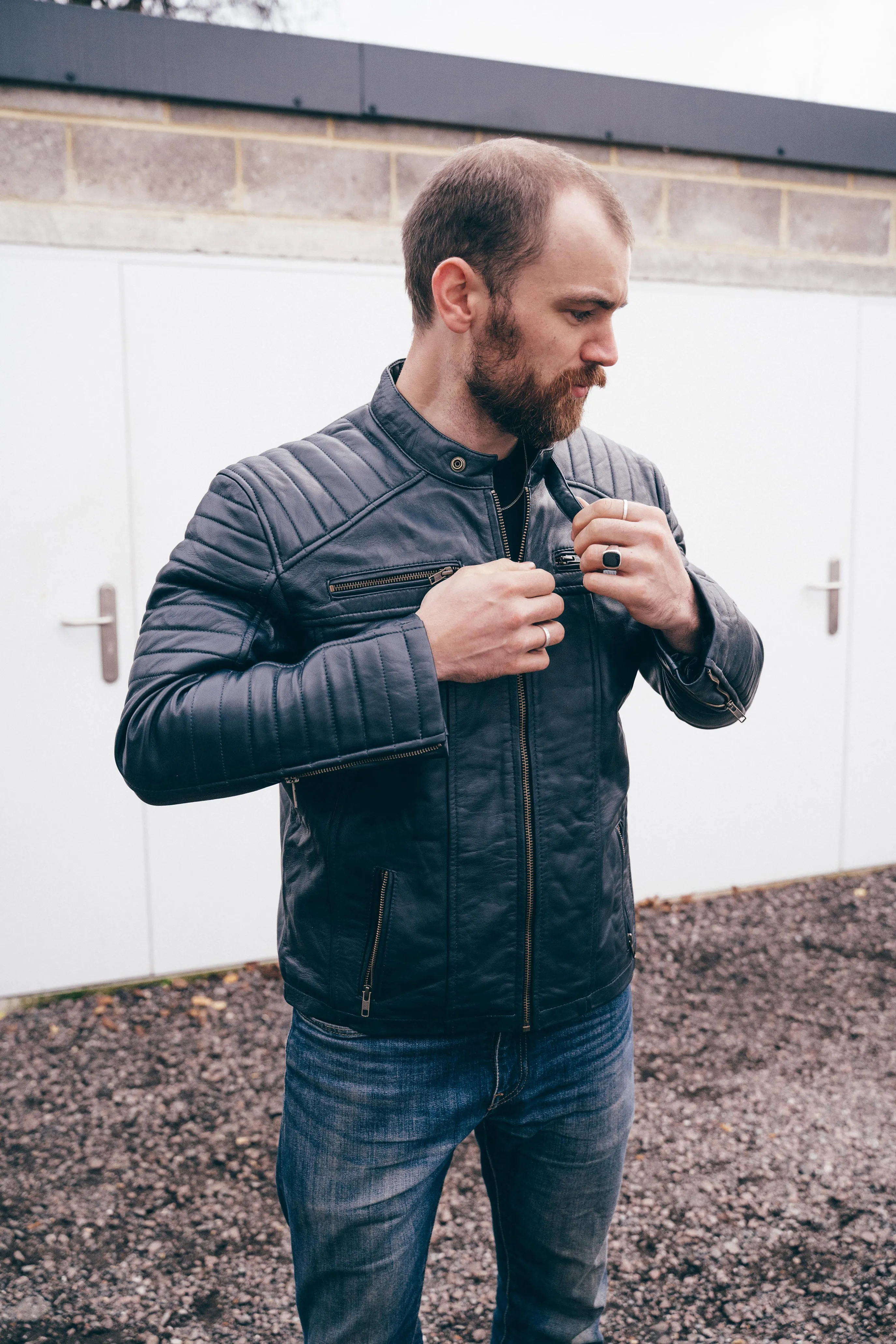 Signature City Casual Blue Leather Jacket