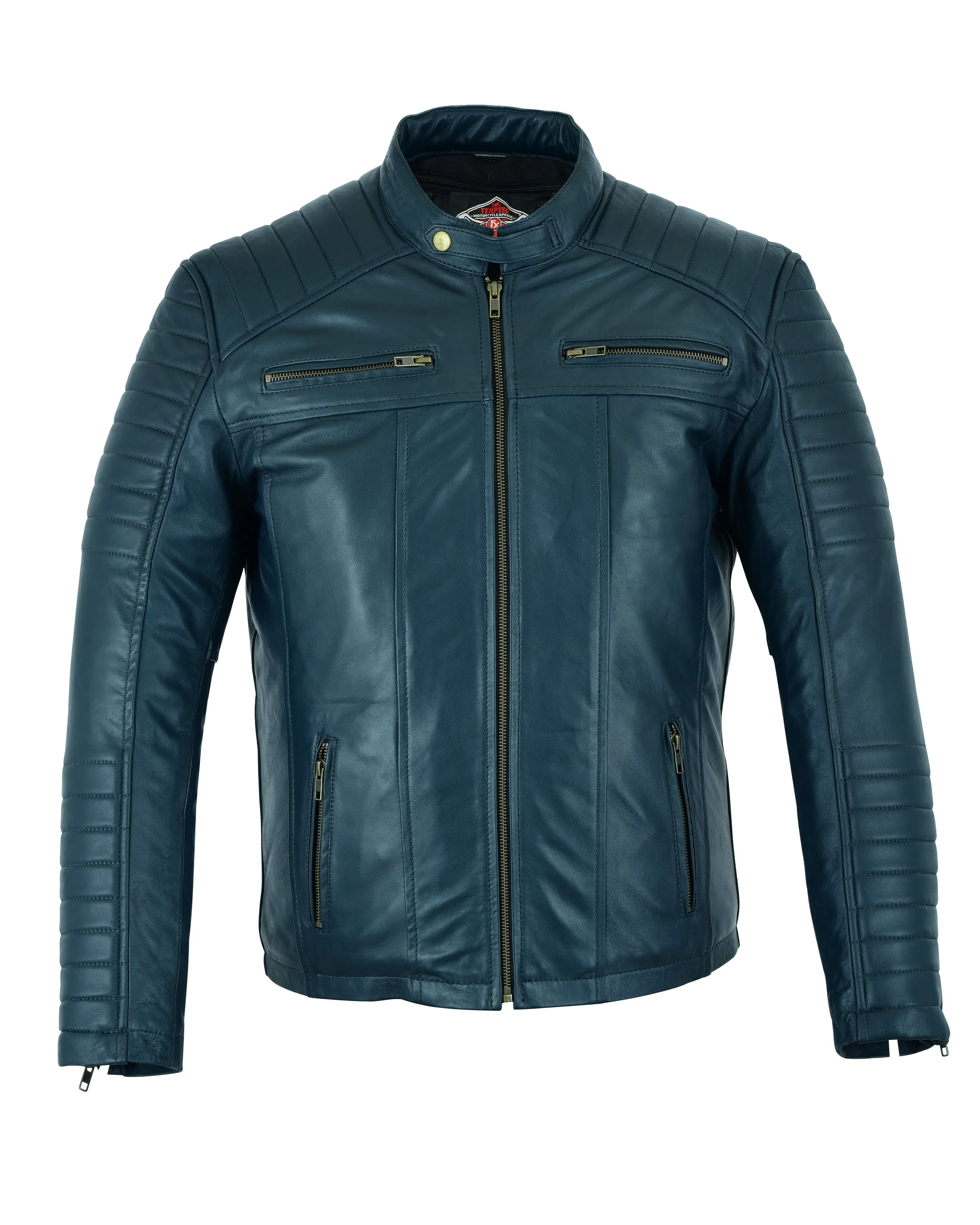 Signature City Casual Blue Leather Jacket