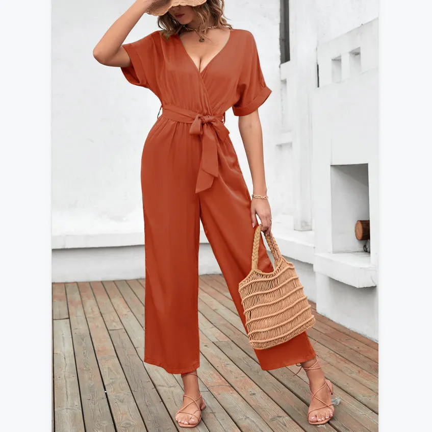 Stylish V-Neck Women Jump Suits Wholesale Jumpsuits