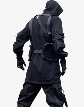 Tactical Drawstring Pullover Hoodie - Techwear Tactical Clothing Urban Fashion Edgy Aesthetic Outdoor Apparel Cyberpunk Alt clothing