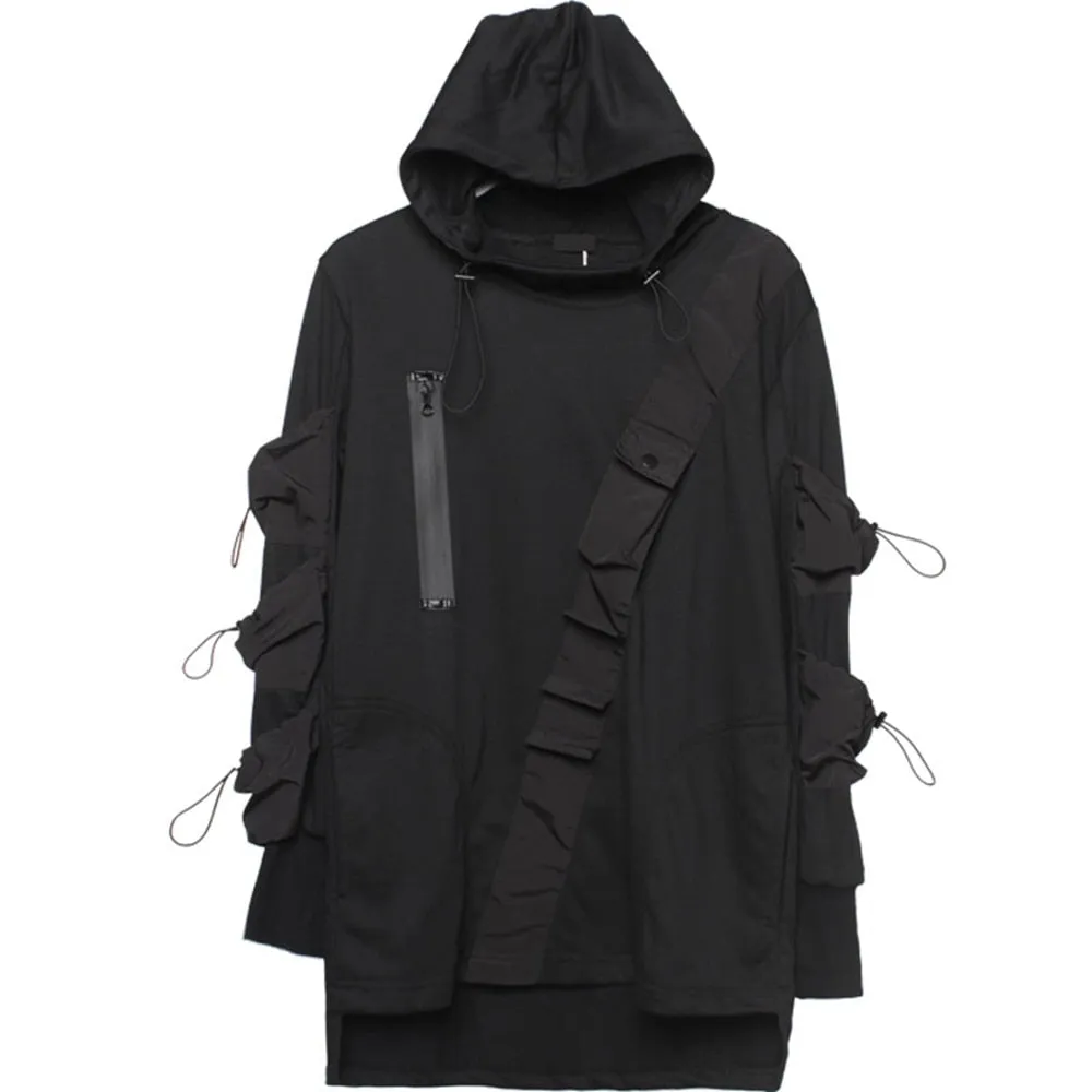 Tactical Drawstring Pullover Hoodie - Techwear Tactical Clothing Urban Fashion Edgy Aesthetic Outdoor Apparel Cyberpunk Alt clothing