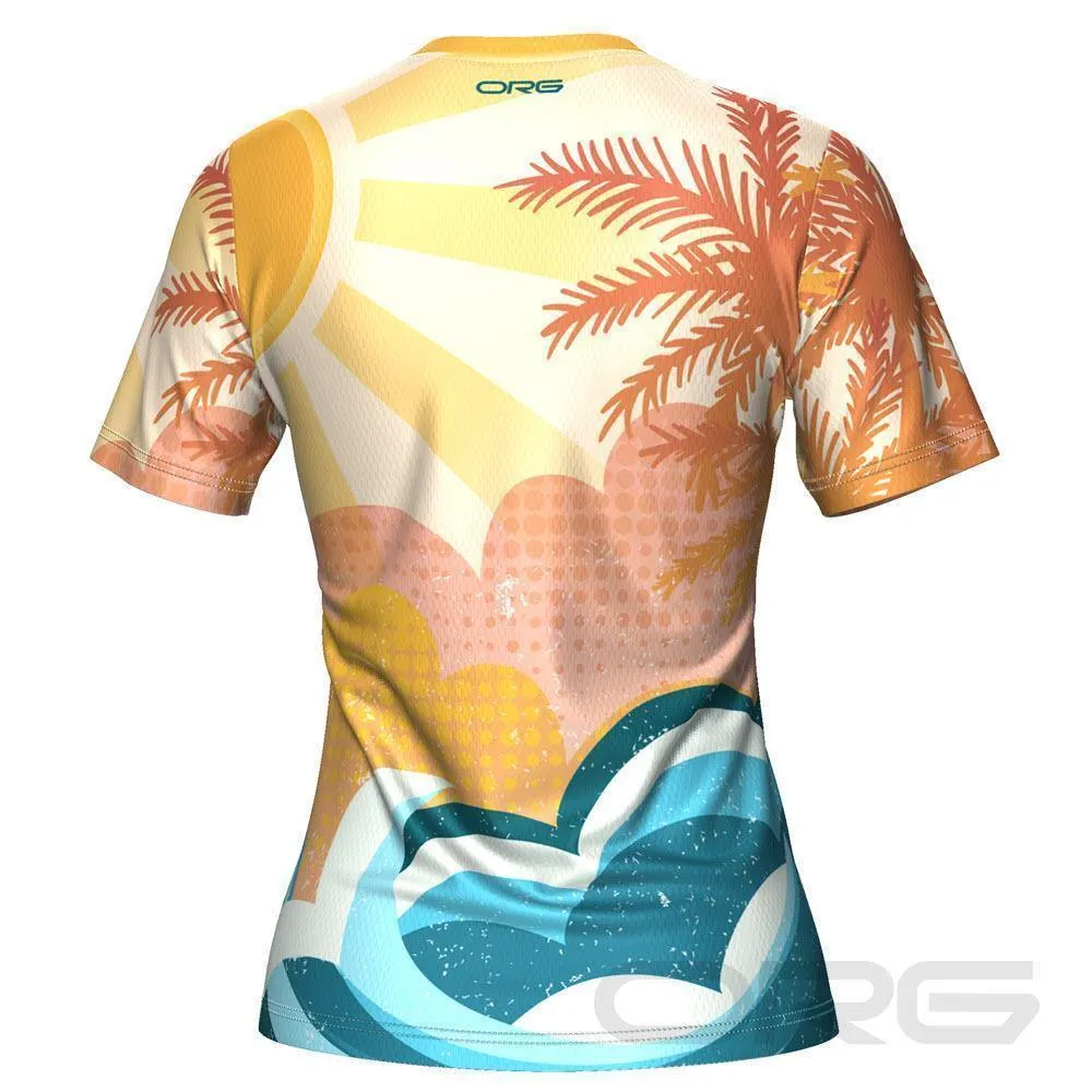 Women's Tropical Sunrise Short Sleeve Running Shirt