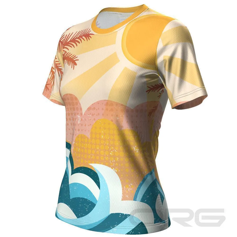 Women's Tropical Sunrise Short Sleeve Running Shirt