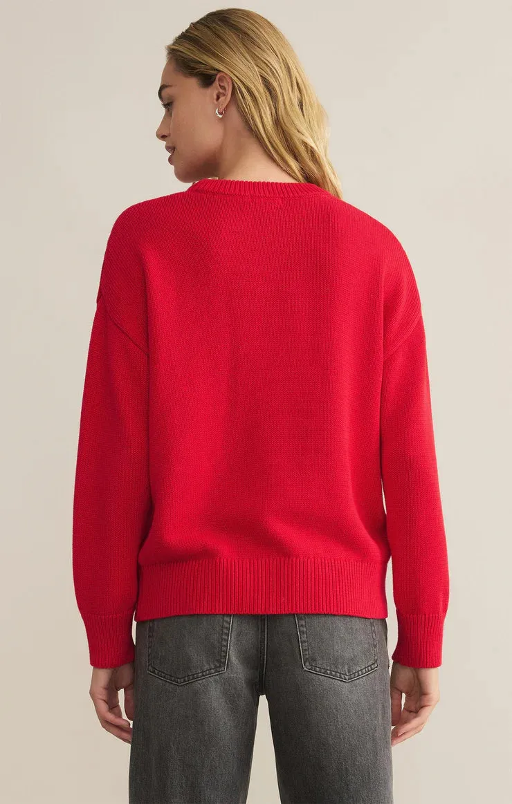 ZSU Love Notes Boyfriend Sweater in Red