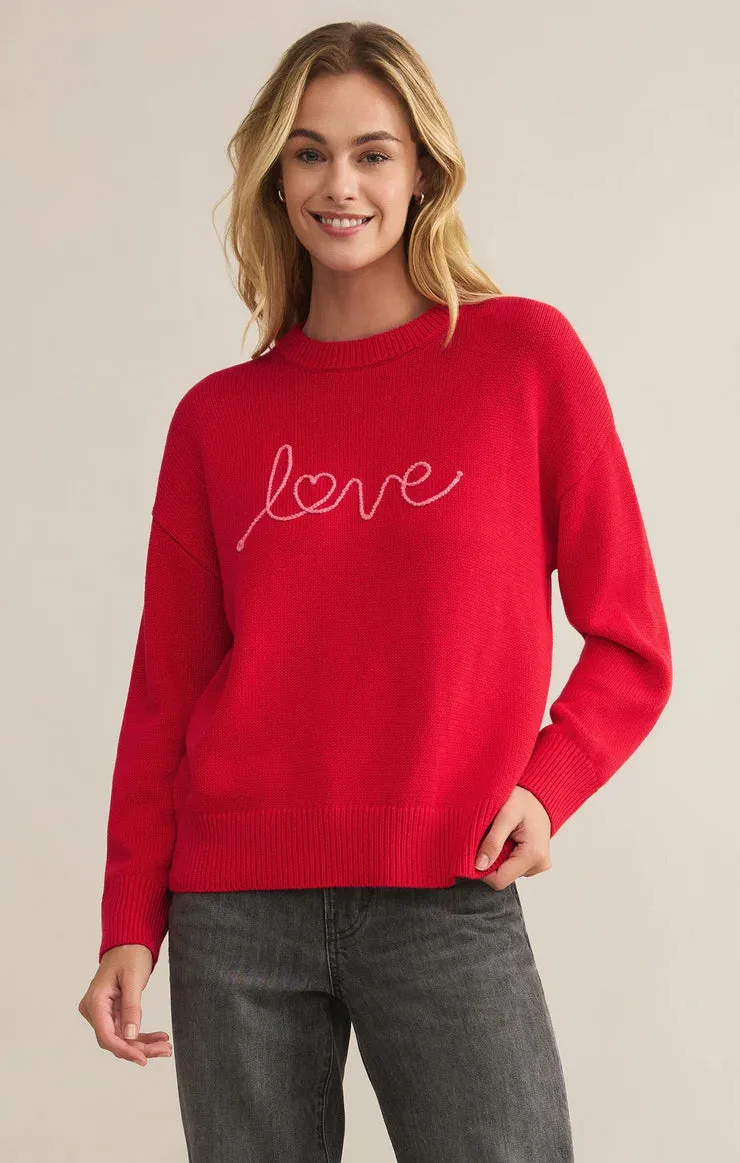 ZSU Love Notes Boyfriend Sweater in Red